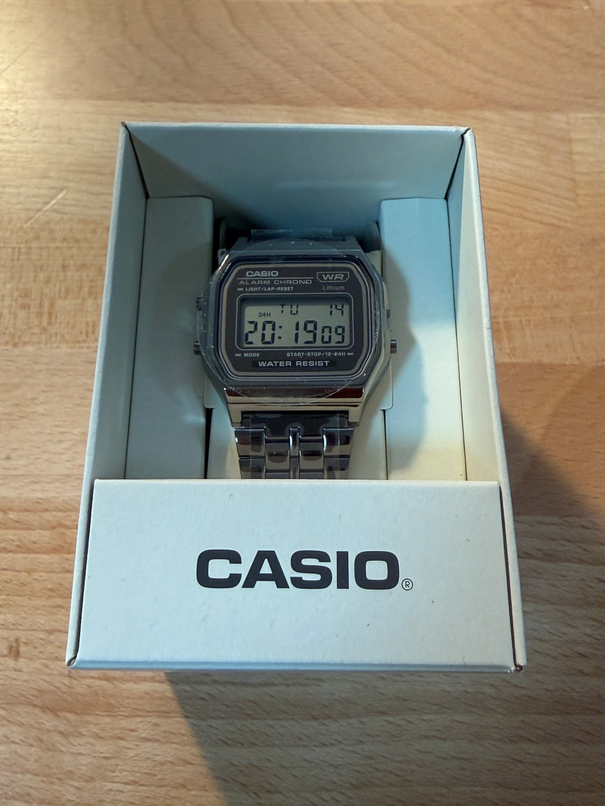 Casio Vintage Black Stainless Steel Band Resin Watch A158WETB-1A