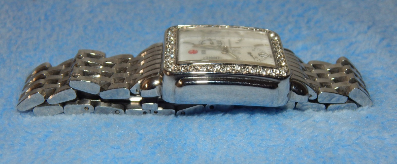 MICHELE Deco Diamond MW06A00 Chronograph Stainless Steel MOP 35mm Watch 50m