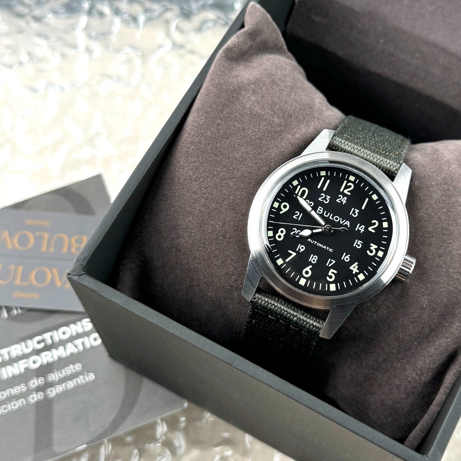 Bulova VWI SPECIAL EDITION Hack Automatic Black Dial Men’s Watch 96A259 38mm