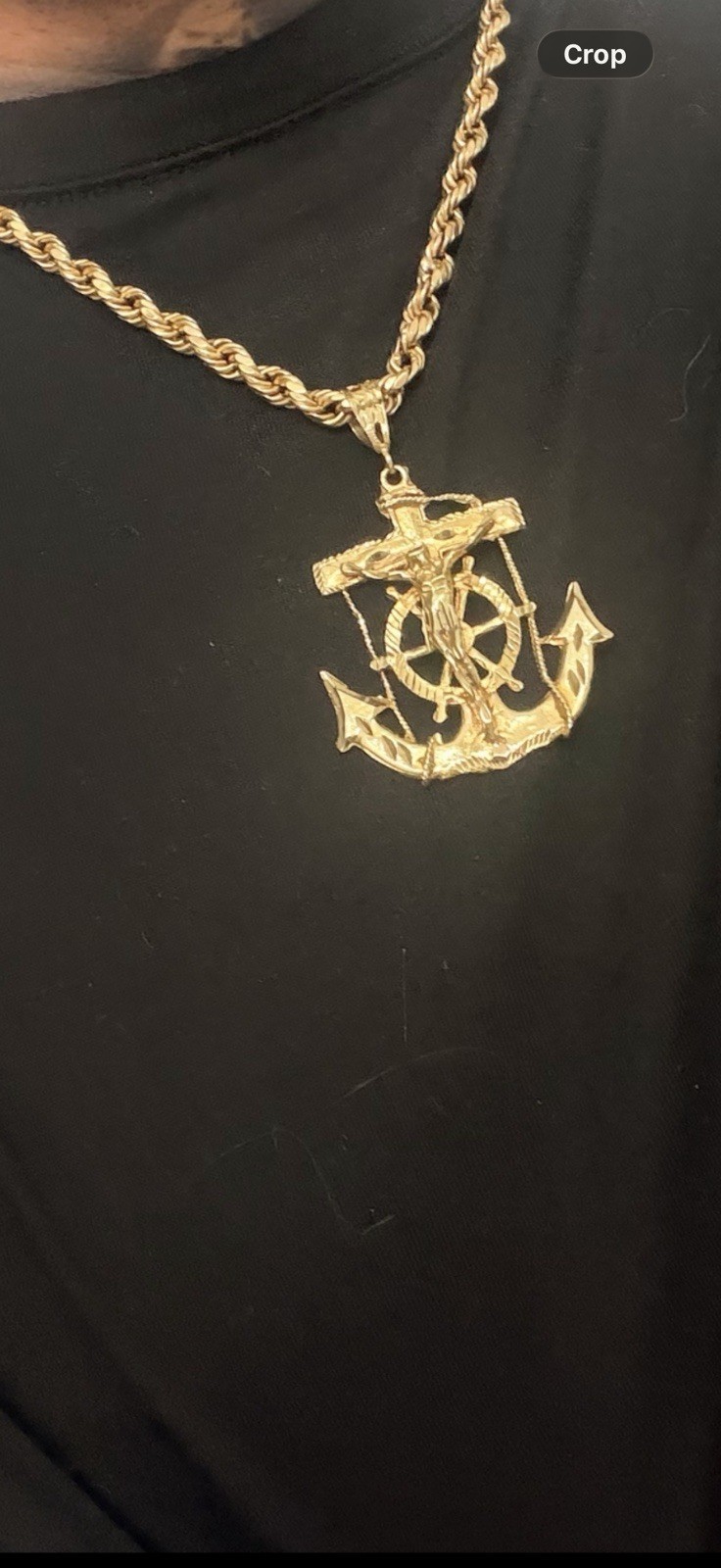 XL 10k 14.4 grams Yellow Gold Anchor Wheel Crucifix