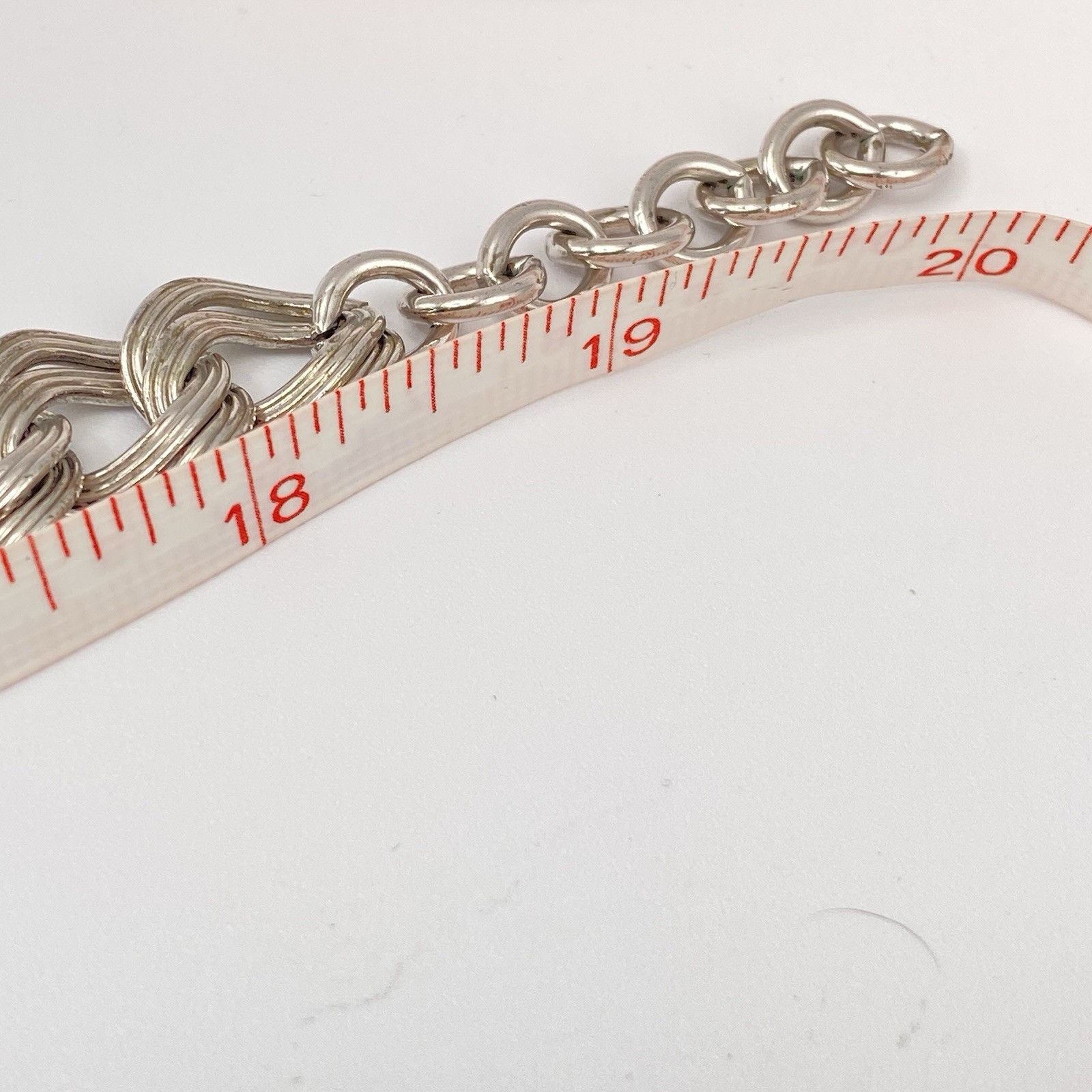 Monet Double Curb Link Necklace Silver Tone Vintage Hook Closure 1980s 20”