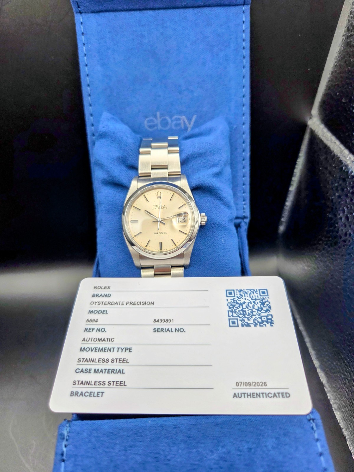 Rolex 34MM Oysterdate Precision SS Silver Stick Dial Men’s Watch 6694