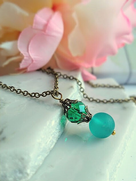 Handcrafted Sea Glass Necklace, Antique, Gift For Her, Beach Jewelry