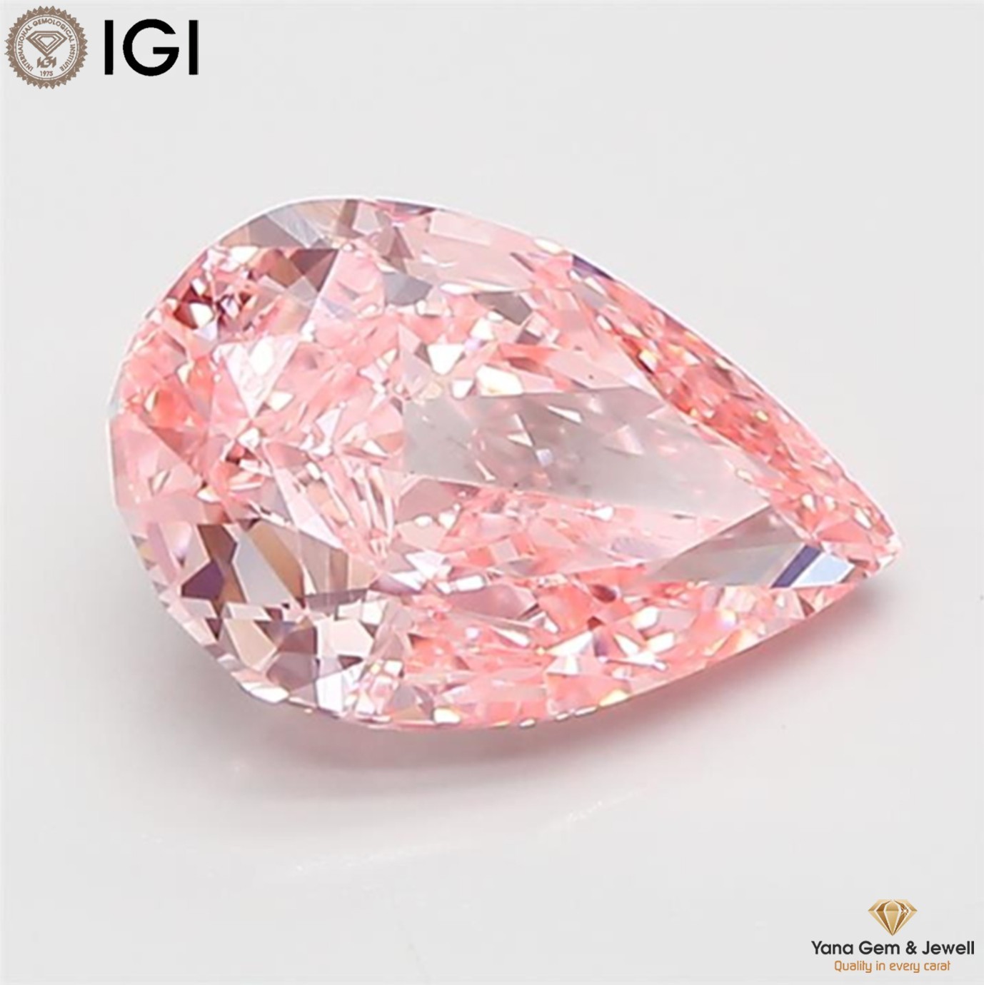 CVD Lab Grown Diamond Pear Shape IGI Certified VS1 Clarity Vivid Pink 2.00 Carat