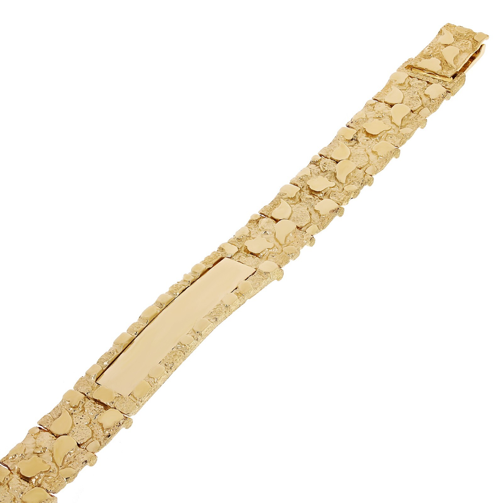 Men’s 14k Yellow Gold Solid Nugget ID Bracelet 9″ 12.5mm 37.4 grams