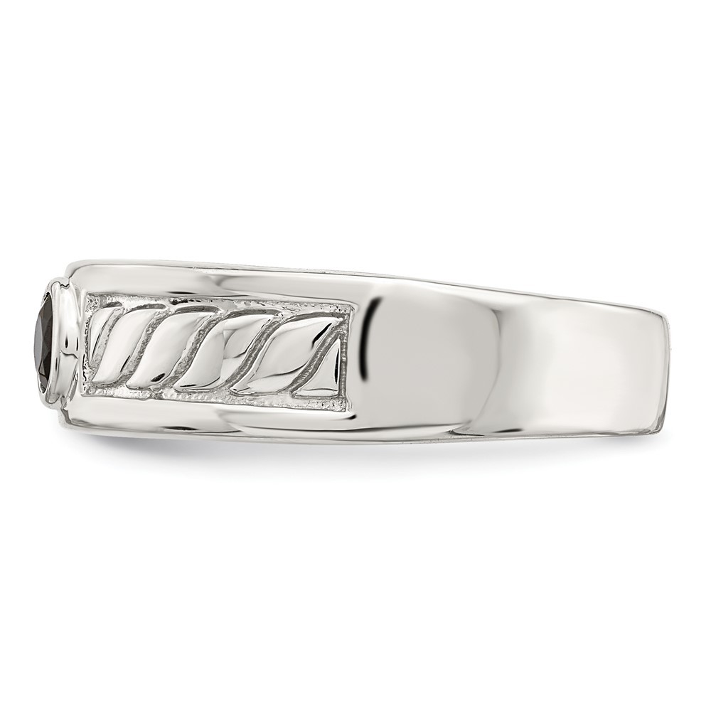 925 Sterling Silver Rhodium-plated Onyx Ring Size 10 for Men’s