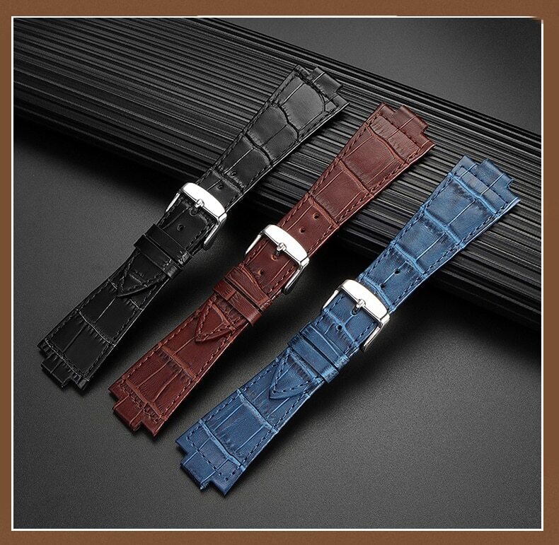 26x12mm Leather Watchband Strap for Tissot PRX T137.407, 1853 Blue Green Brown