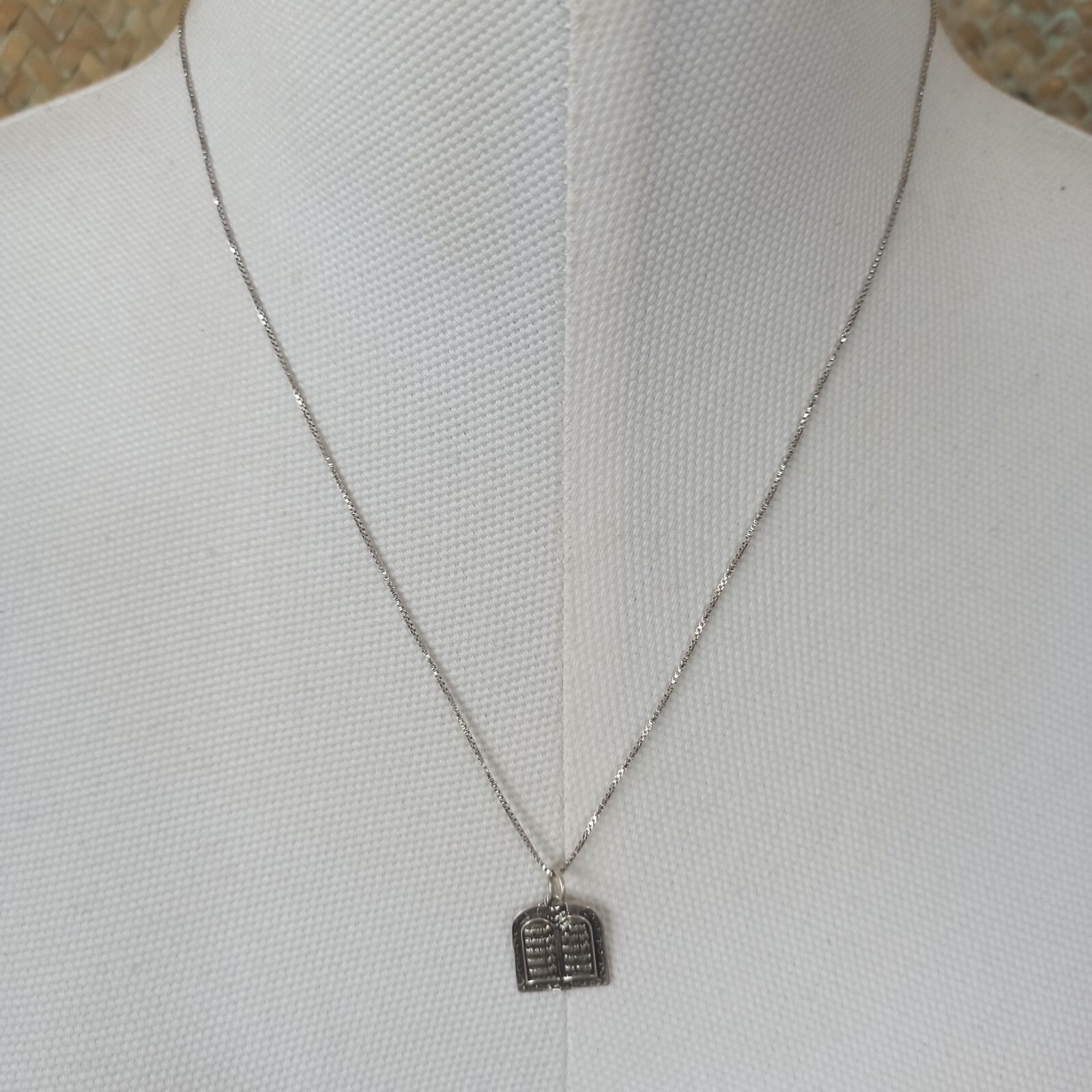 Ten Commandments Necklace Vintage Silver 925 Hebrew Men Women Jewish VTG Gift 19