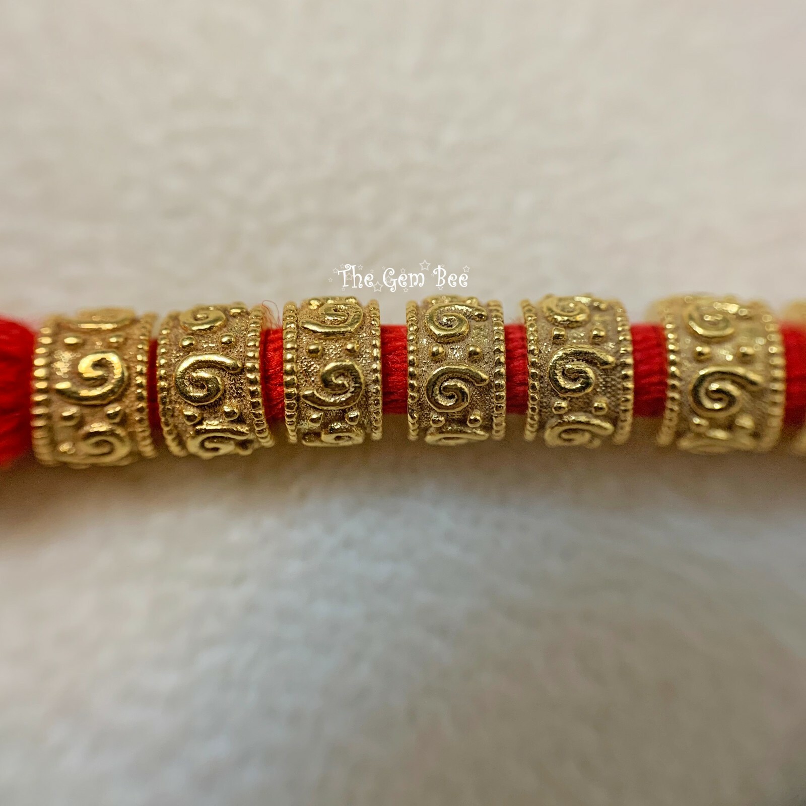14k Solid Yellow Gold 5mm Fancy Spacer Finding Bead 3mm Large Hole