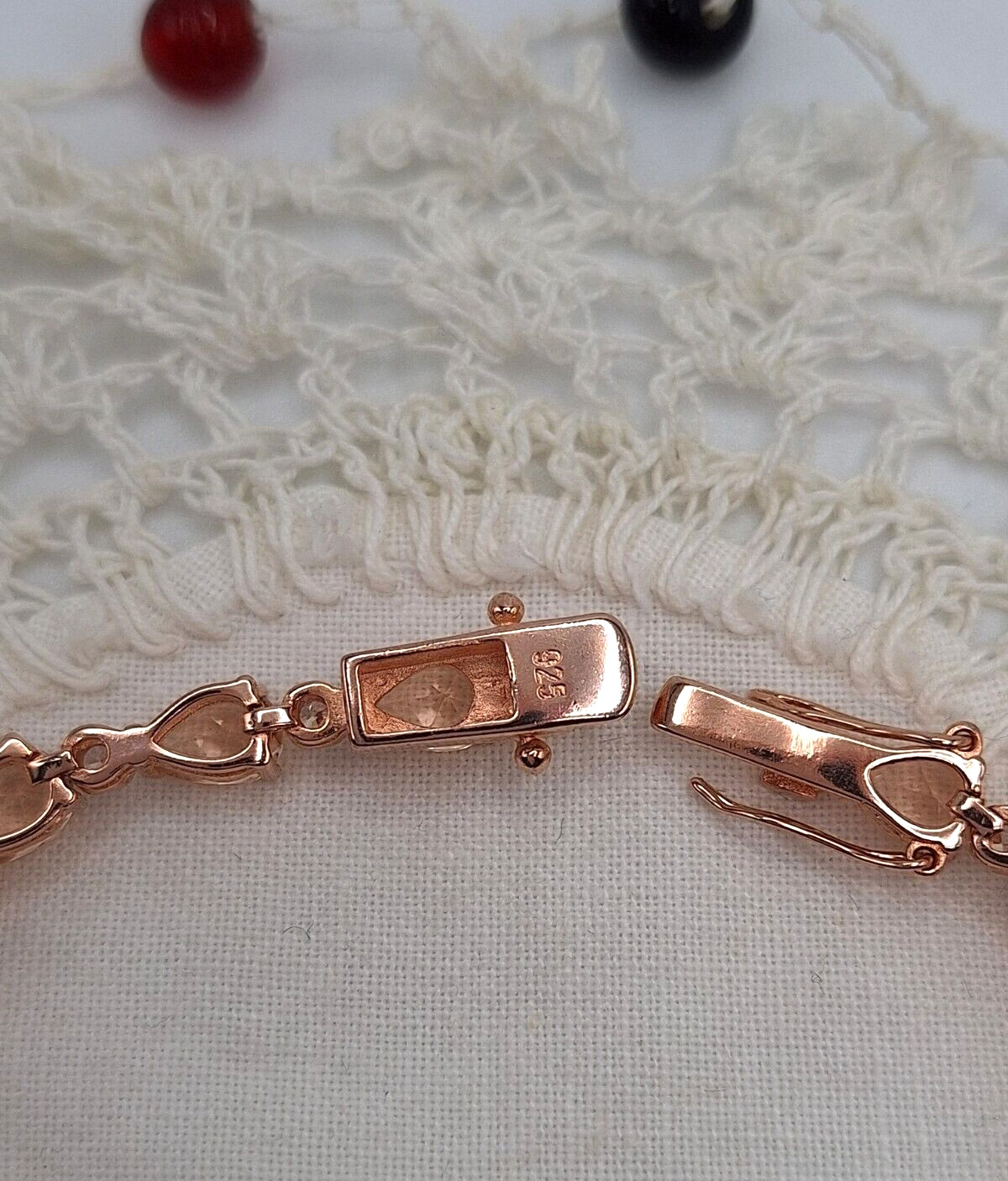 14.10ct Morganite Pear Cut Tennis Bracelet & Rose Gold Vermeil & Sterling Silver