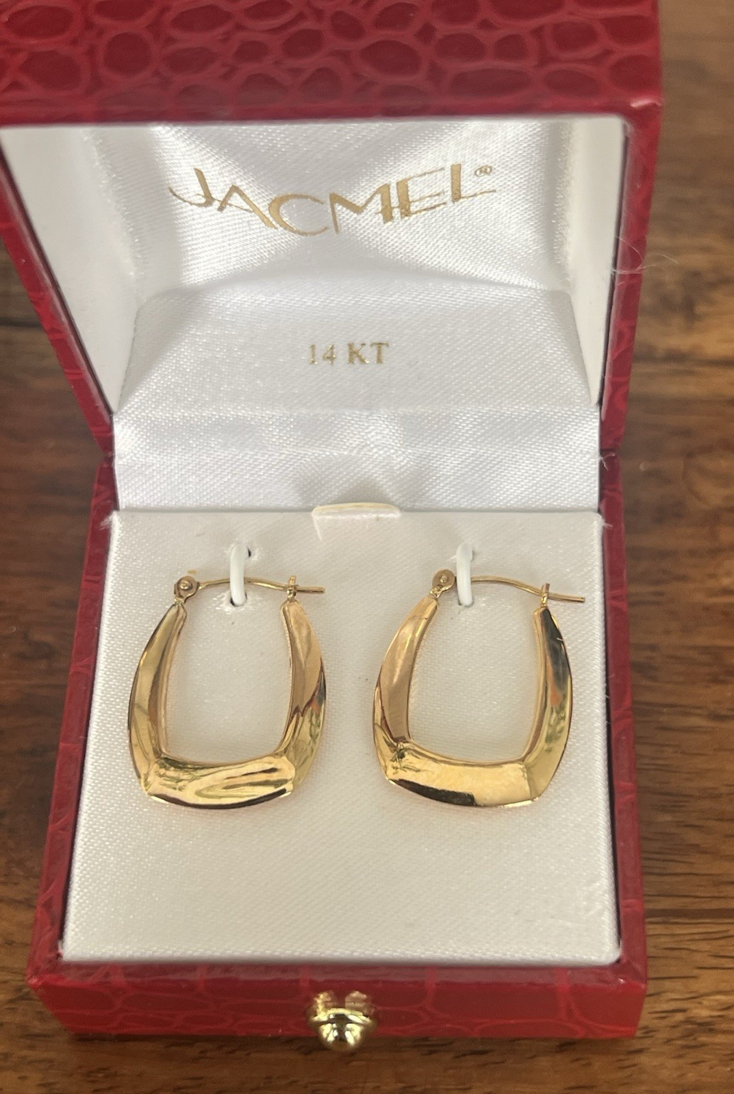 14K Gold Jacmel JCM Bolivia Hoop Style Drop Earrings AS IS