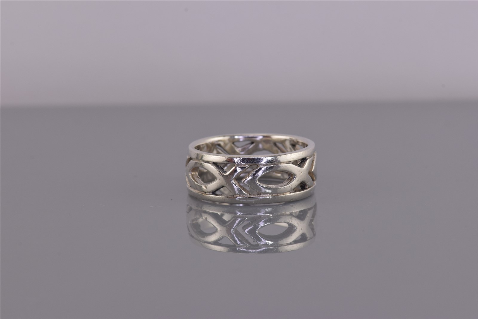 Peter Stone Sterling Silver Jesus Fish Christian Ichthys Band Ring 925 Sz: 5