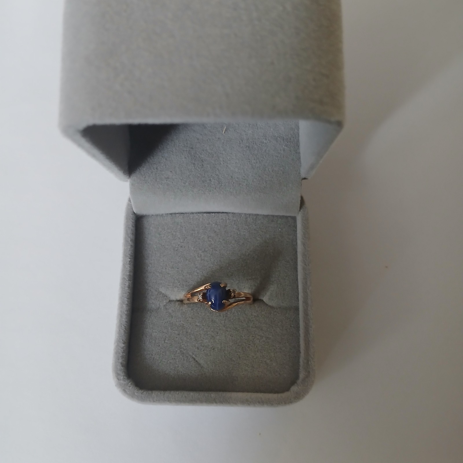 10K Blue Star Sapphire Diamond Ring Size 6.5 #4258