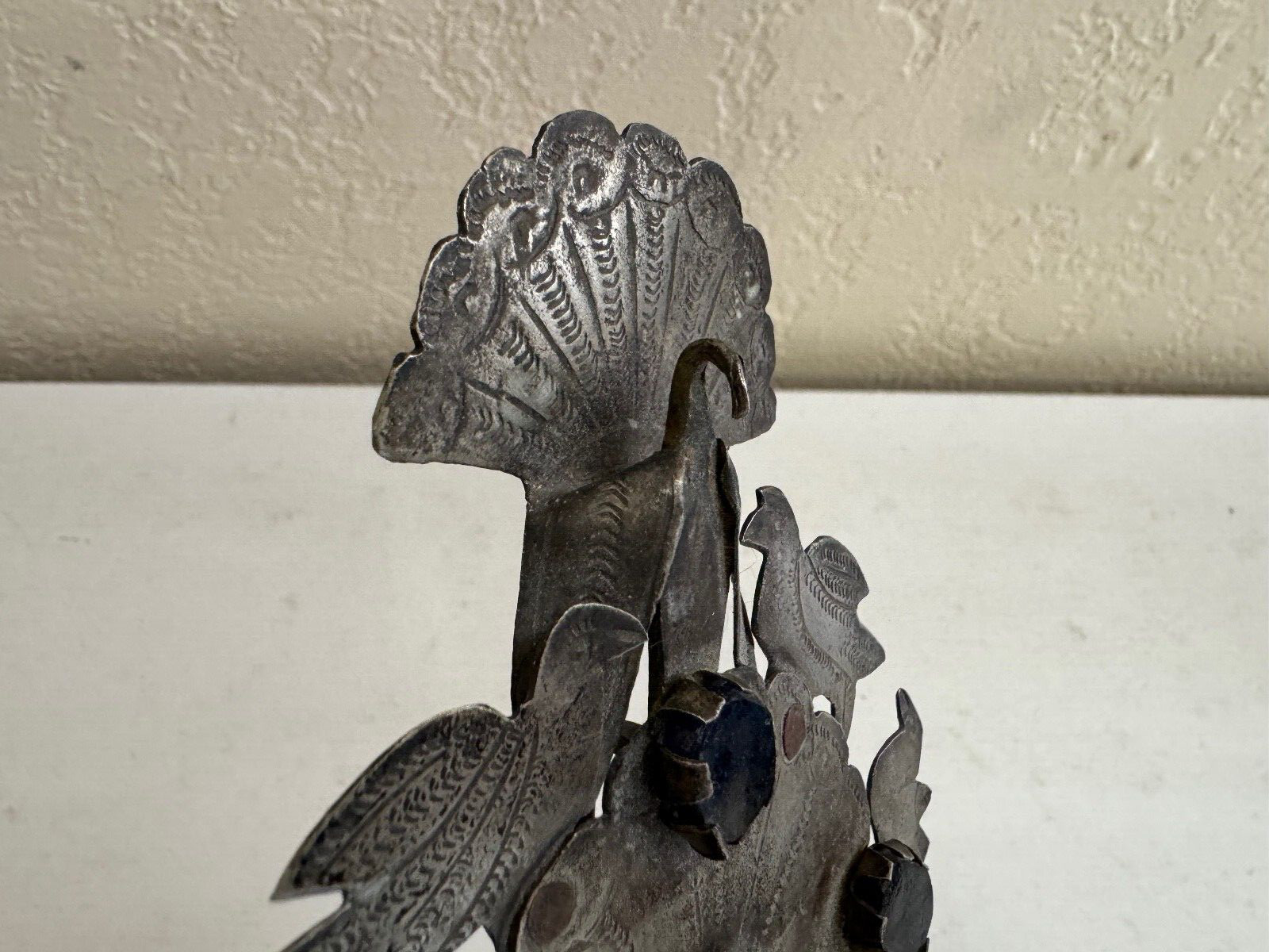 Antique Spanish Colonial Peruvian Large Tupu Shawl Pin Birds & Articulated Fish