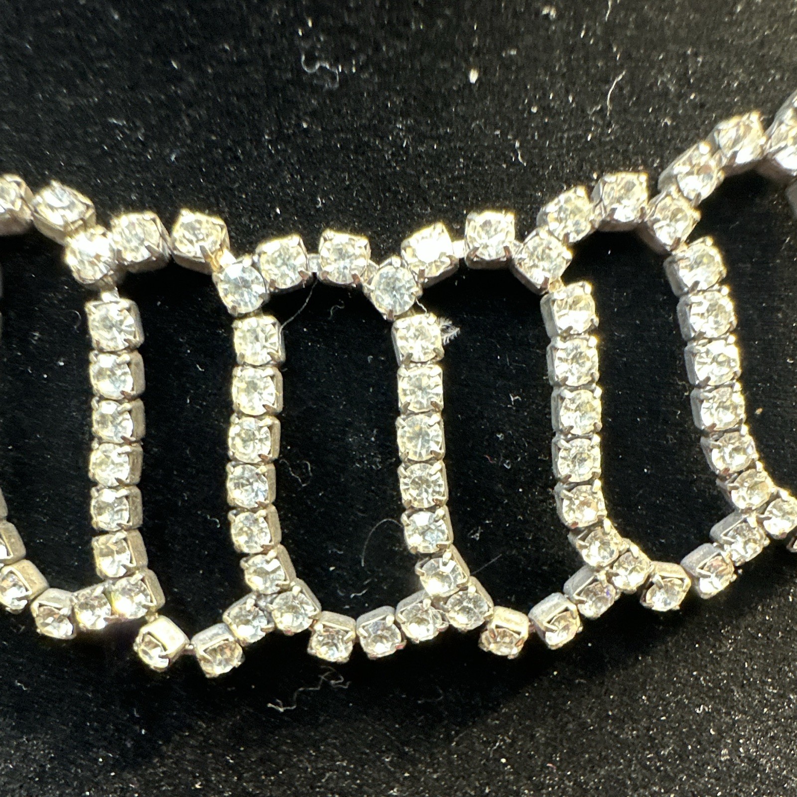 Silver Tone Crystal Rhinestone Statement Choker Necklace, Adjustable – Fashion