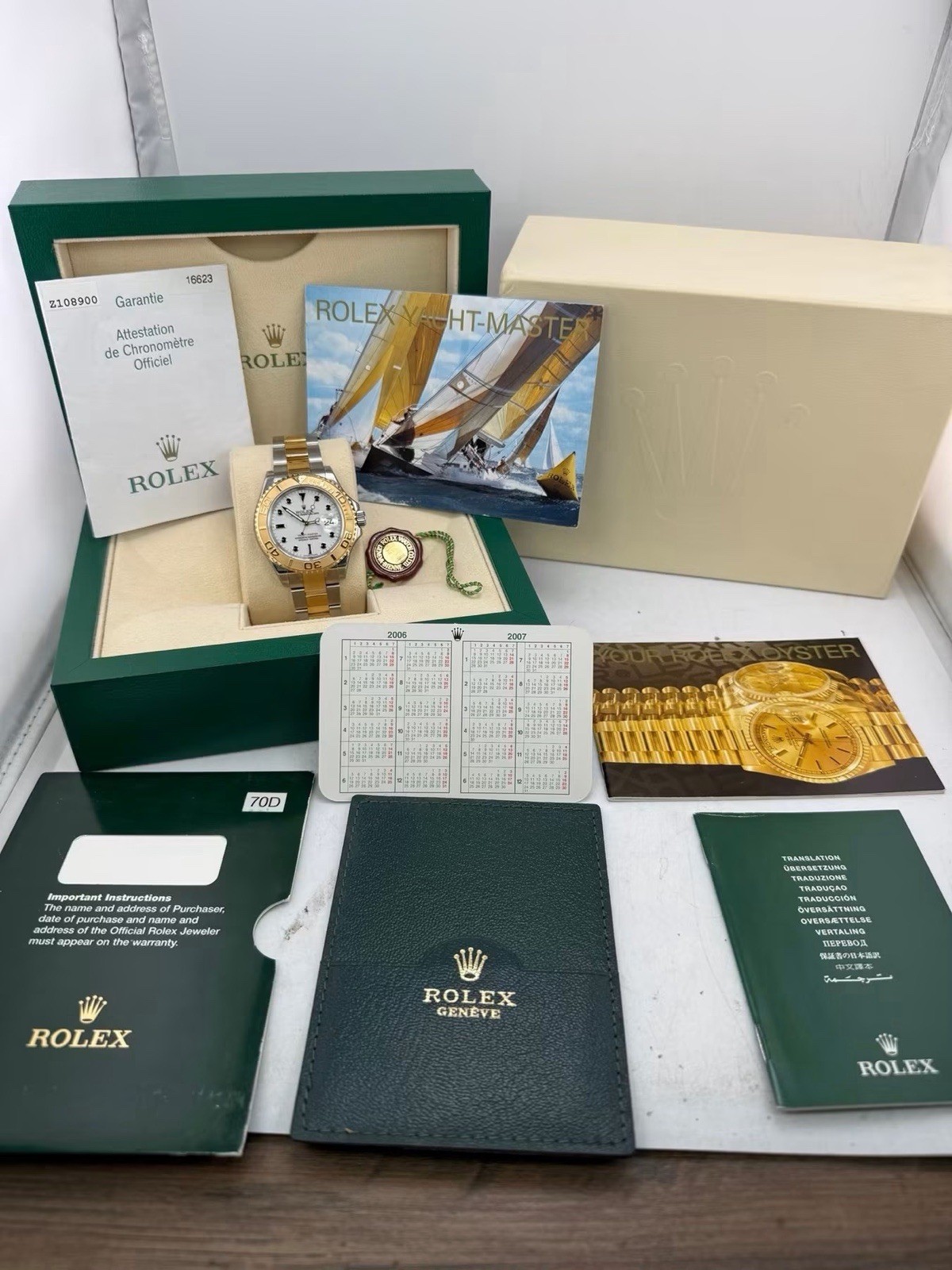 Rolex Yacht-Master 40mm White 18ktYellow Gold/Steel Oyster 16623 NEW NOS Unworn