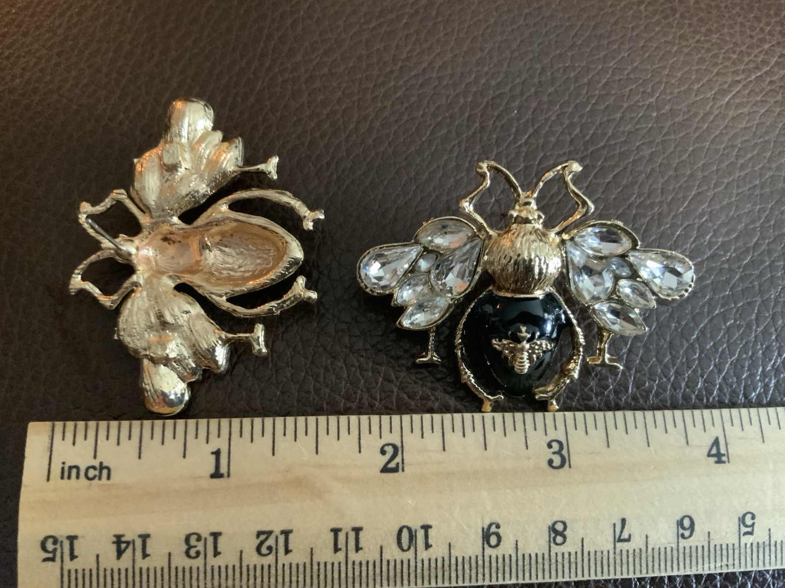 Queen Bee Art Deco Gold Earrings Himeybee Insect Cottagecore Crystal Boho Museum