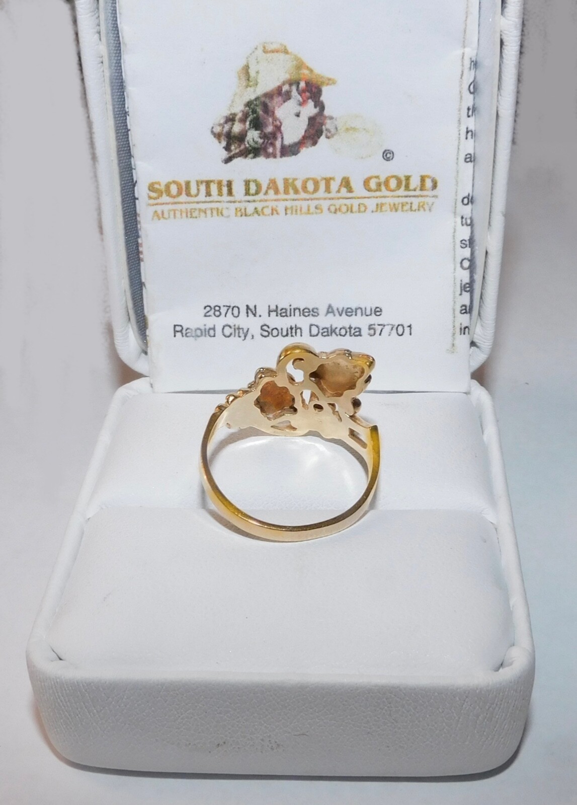 Black Hills Gold 10k 12k Ruby Accent Two Leaf Ring Size 7