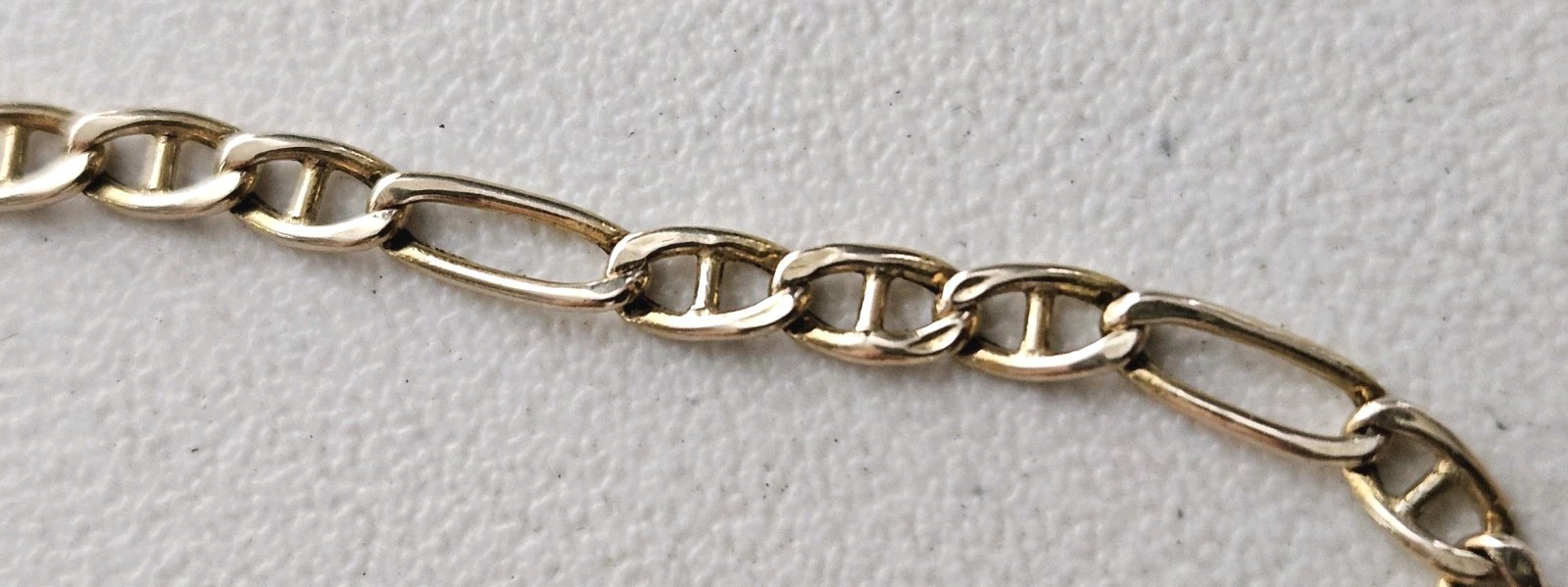 Vintage 14K Gold Italy 3mm Figaro Chain Anklet 9-5/8″