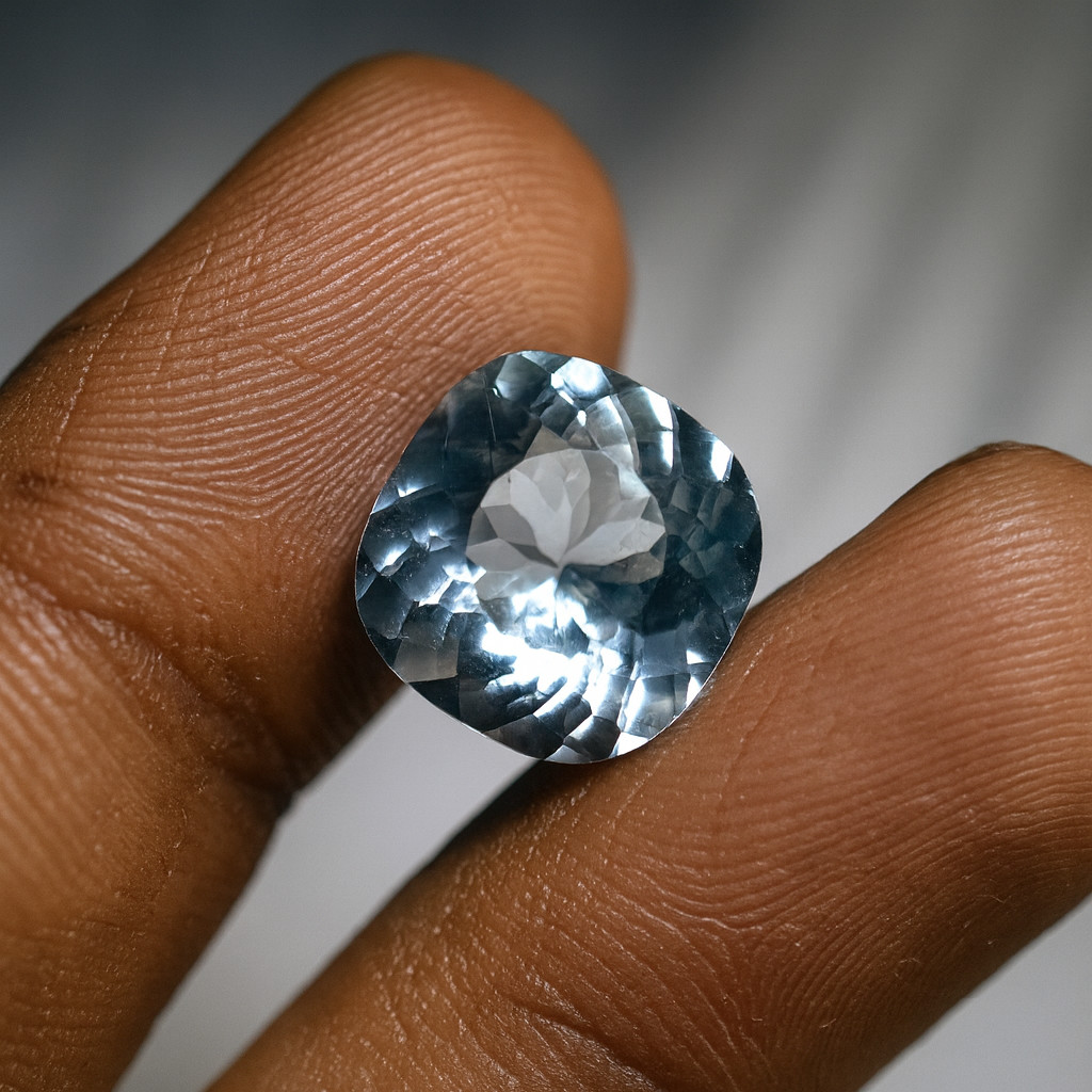 9.2 Ct Natural Blue Aquamarine Square Cushion Cut Certified Loose Gemstone