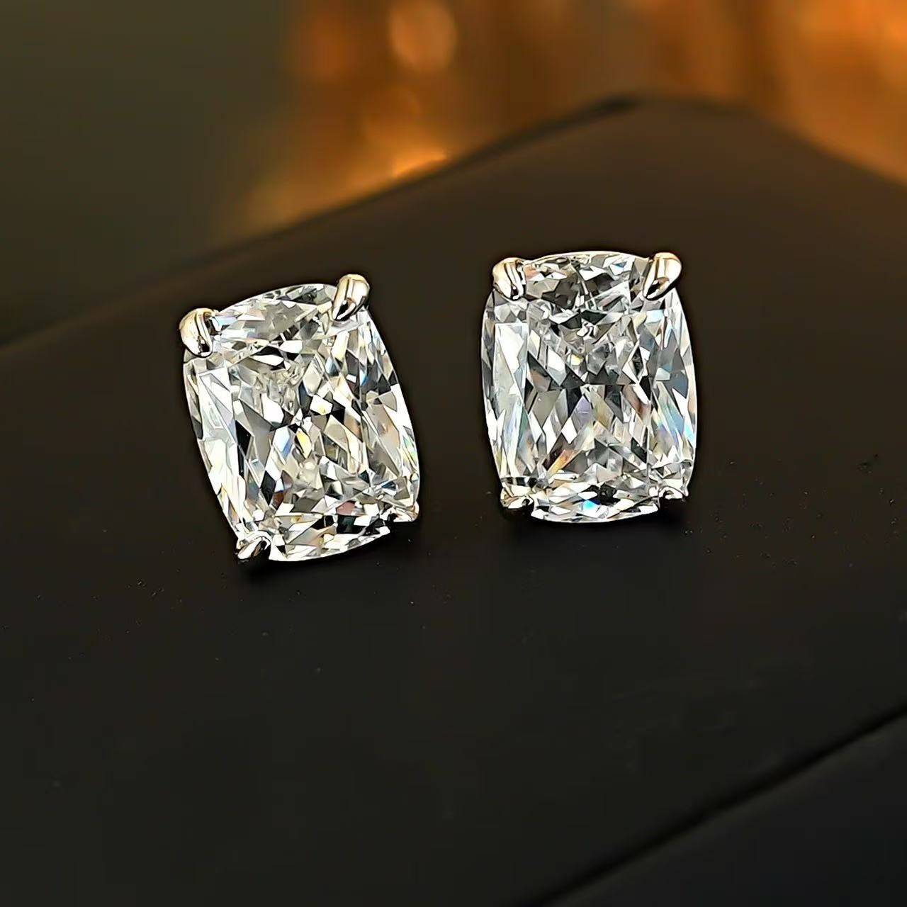 Fashion Women 18K Gold Plated Sparkling Square CZ Earring Stud Anti-tarnish