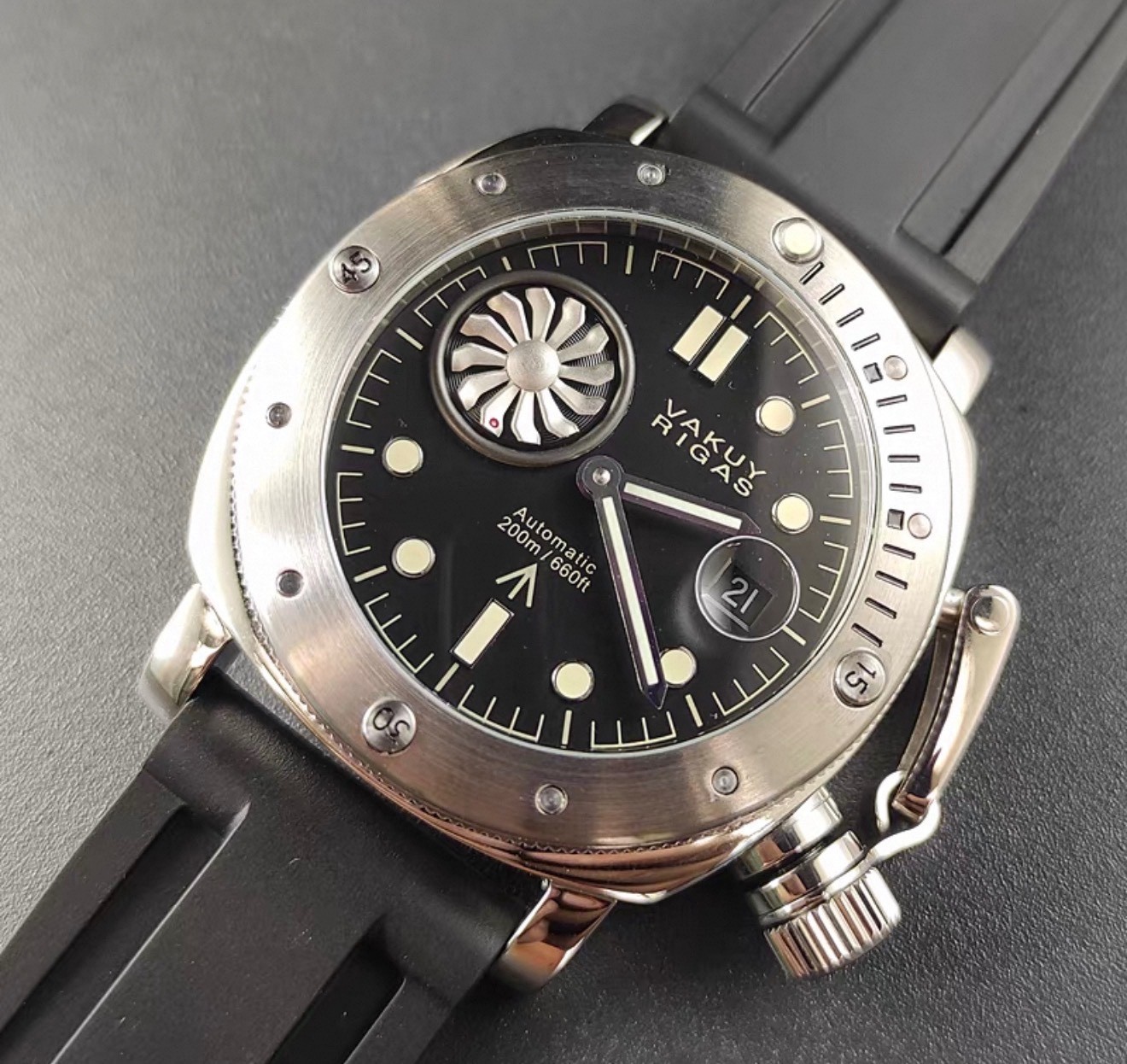 44MM XL Turbo General Admiral Military Style Automatic Watch Seagull ST2555