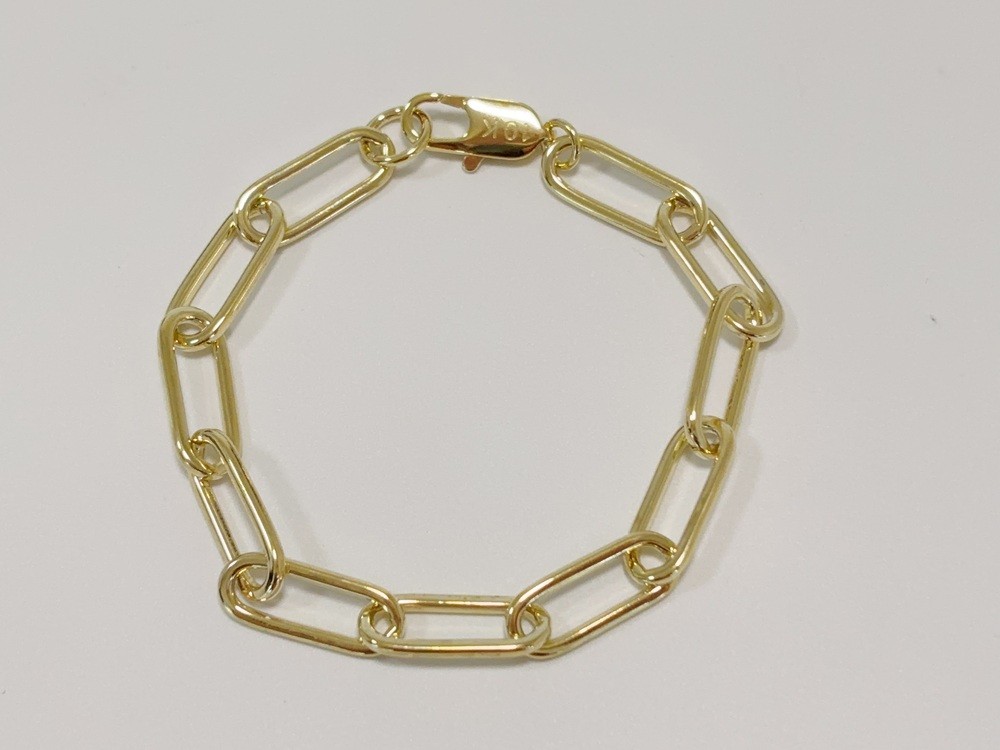 10k Yellow Gold 10.5mm Paperclip Chain Cable Link Rolo Bracelet Womens Mens 8″