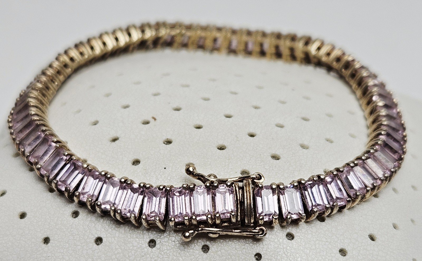 Pink CZ Tennis Bracelet 925 Sterling Silver 22.4g 8″
