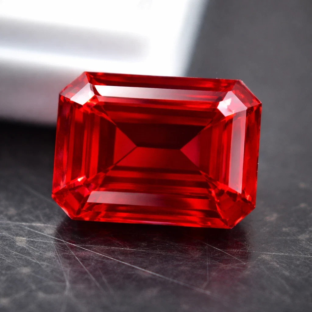 Natural 12.38 Ct Burmese Blood Red Ruby Emerald Cut AGL Certified Gemstone