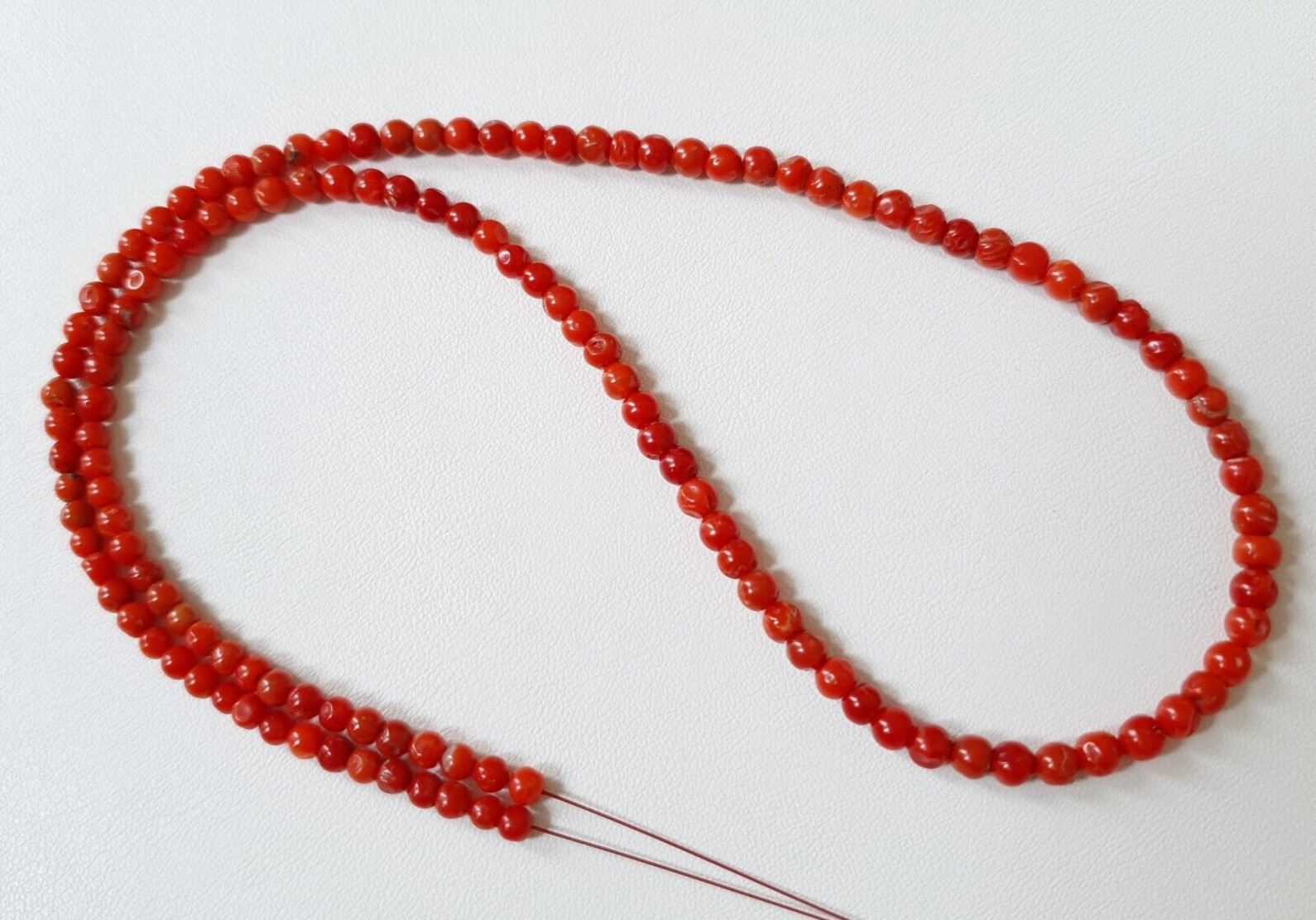 4’MM to 3’mm Italy Coral Smooth Round Beads Natural Loose Mediterranean Sea Bead