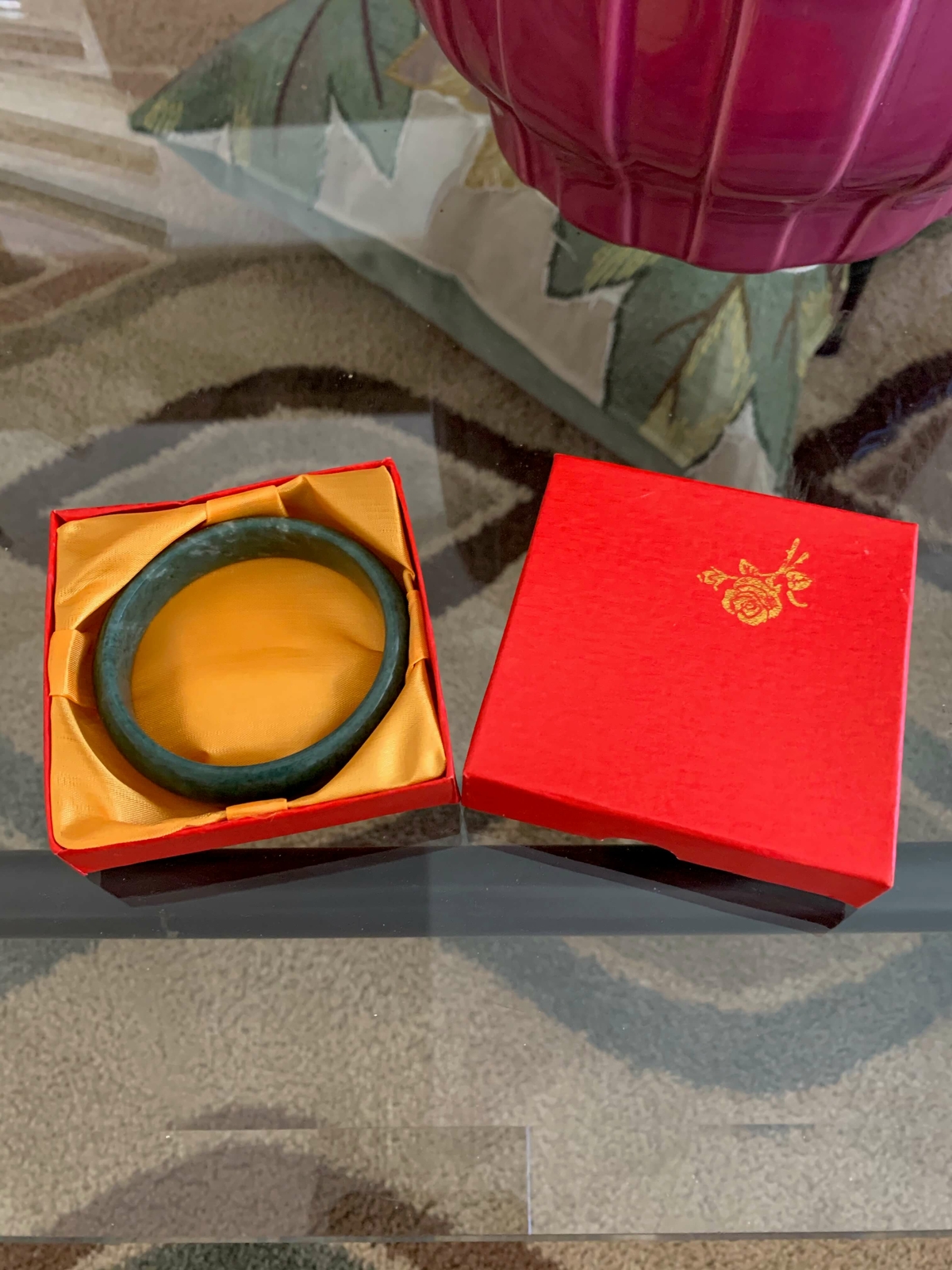 Beautiful Natural Real Chinese Green Jade Bangle Bracelet Emerald Green 61mm