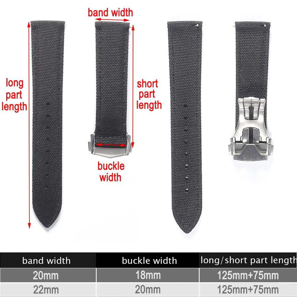20mm 22mm Sailcloth Watchband Folding Buckle Deployant Quick Release For Omega