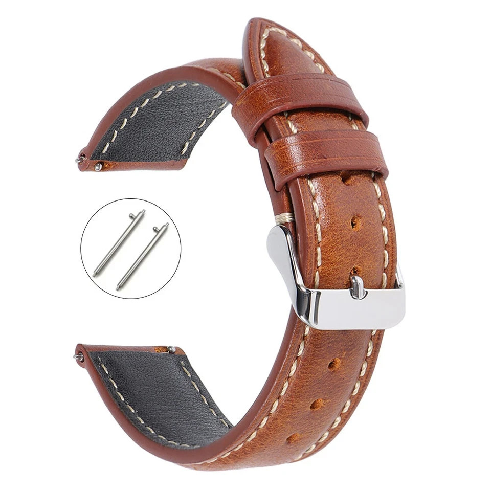 18mm 19mm 20mm 21mm 22mm Men’s Genuine Leather Watch Strap Band Quick Release