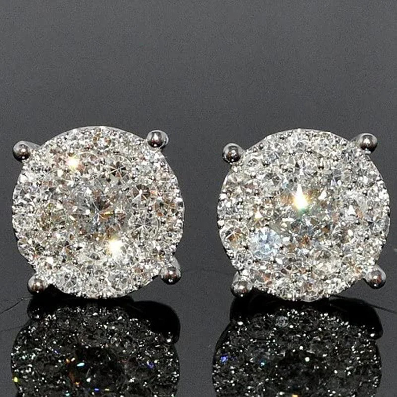 White Gold Diamond Earrings Round Brilliant G Color Classic Engagement Jewelry
