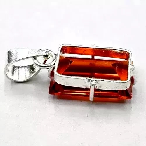 Natural Certified Orange Sapphire 22 Ct Gemstone 925 Solid Silver Pendant