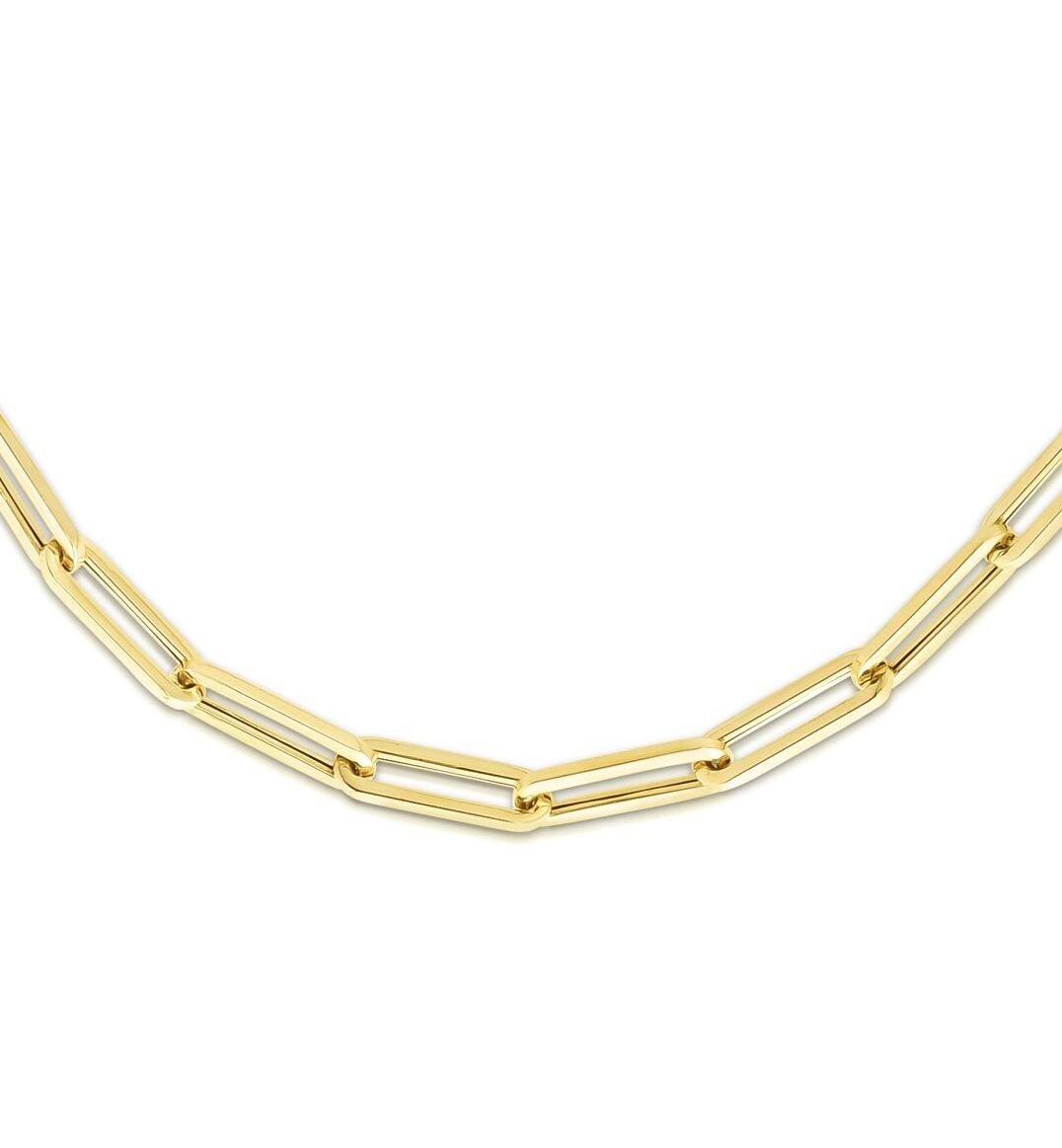 14k Yellow Gold Lite PAPERCLIP Link Chain Bracelet 7.5 Inch 4.3 grams 6.MM