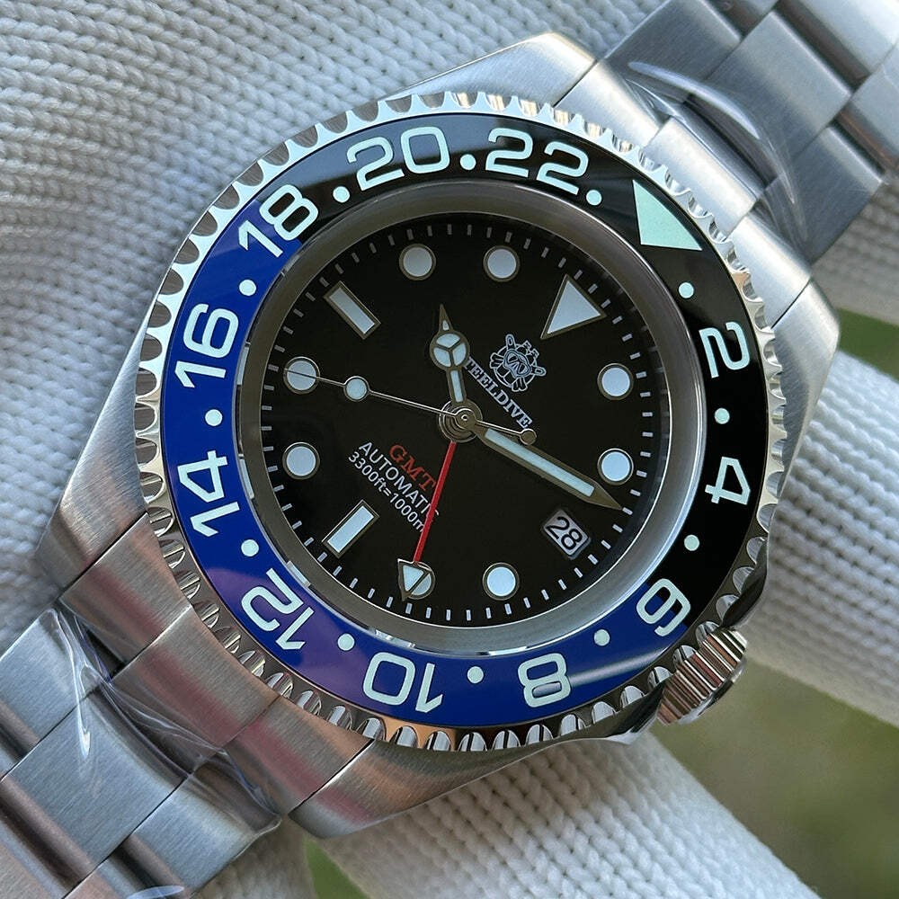 STEELDIVE SD1964GMT — 45.4mm Ceramic Bezel Insert 1000M NH34 Four Hands GMT