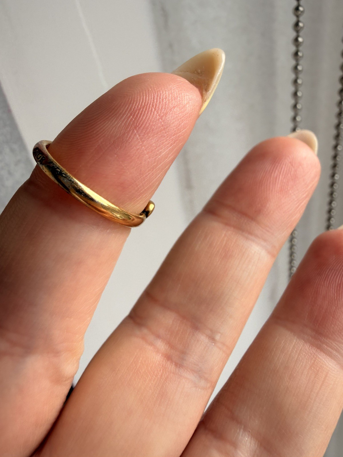 Christian Dior Lucky Charm Ring Heart Logo Antique Gold Tone Size M 52.5 US 6.25