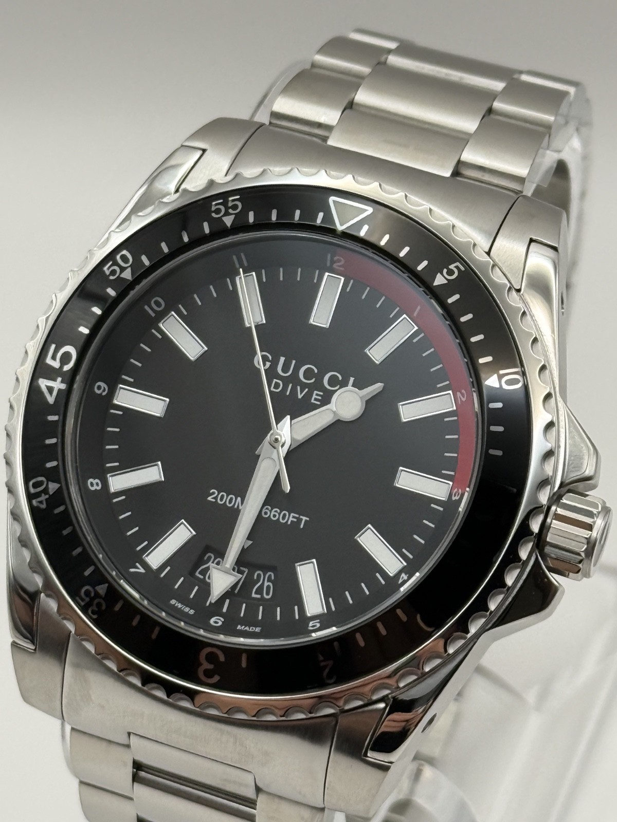 ​GUCCI Dive YA136212 Black Stainless Steel Men’s Watch 45MM – Brand New