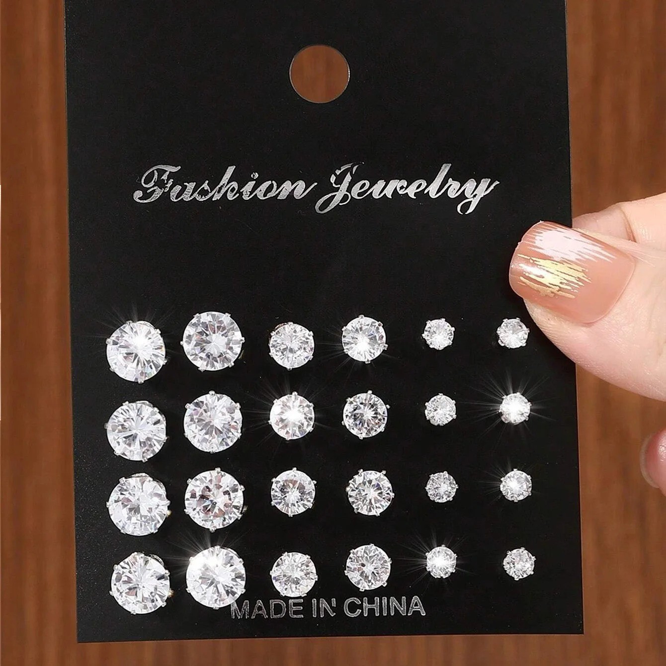12 Pairs CZ Zirconia Stud Earrings Set Shiny Fashion Jewelry Gift Women
