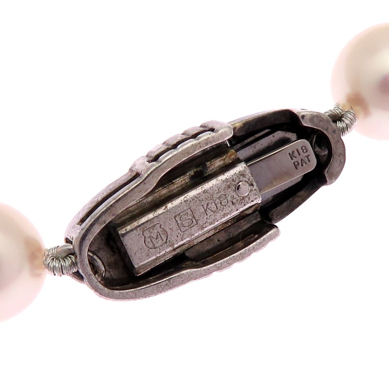 MIKIMOTO Akoya Pearl Necklace 7-7.5mm K18 18K White Gold Womens Authentic