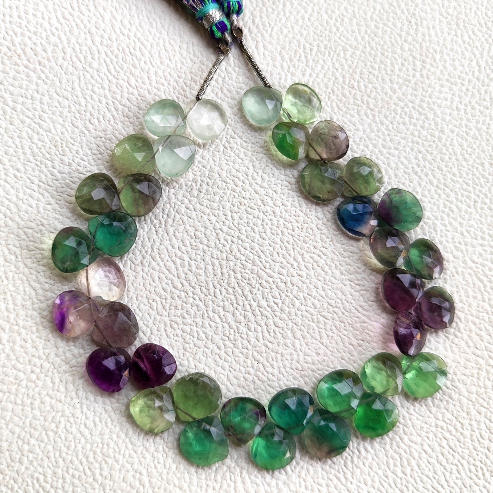 Natural Fluorite 9mm Faceted Heart Beads 8″ Strand Brazil Gemstone Jewelry