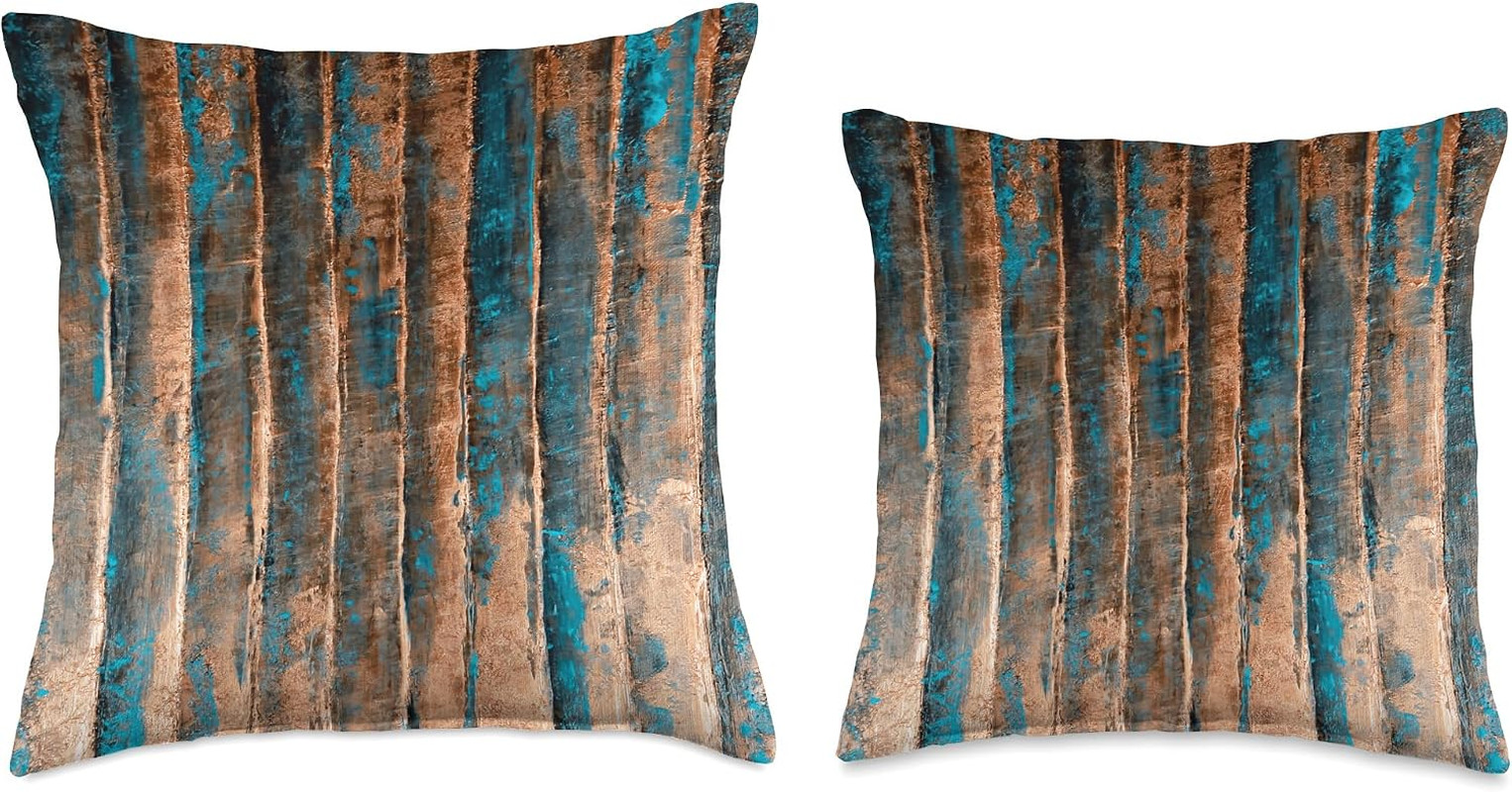 Patina Teal & Copper Throw Pillow