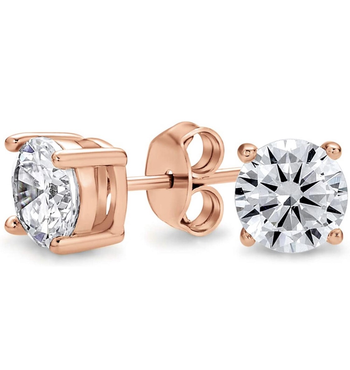 4PC 925 Sterling Silver Round Cubic Zirconia Black Studs Earrings Set Men Womens