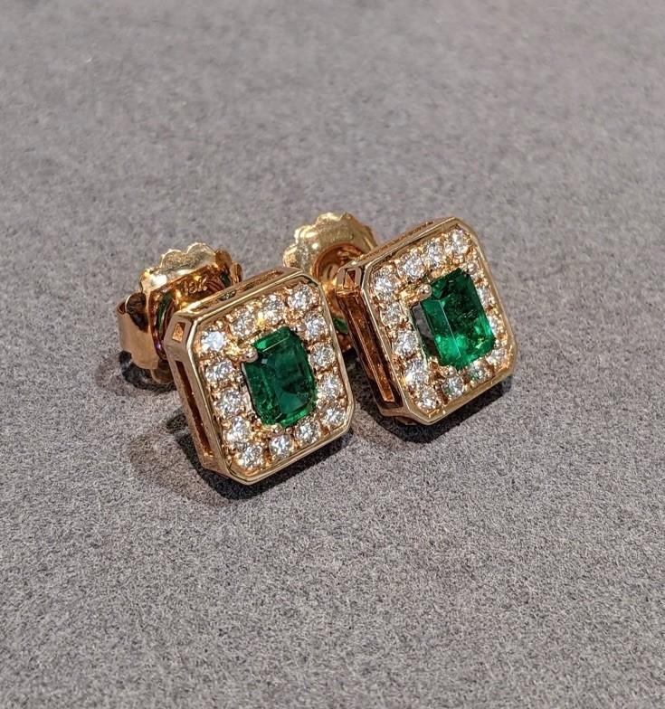 14k Gold Emerald Earrings Natural Zambian Emerald Earrings 14k Solid Gold