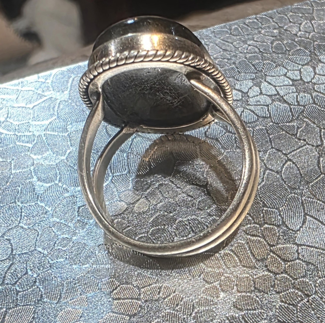 Labradorite Cabochon Bezel Statement Ring Sterling Silver