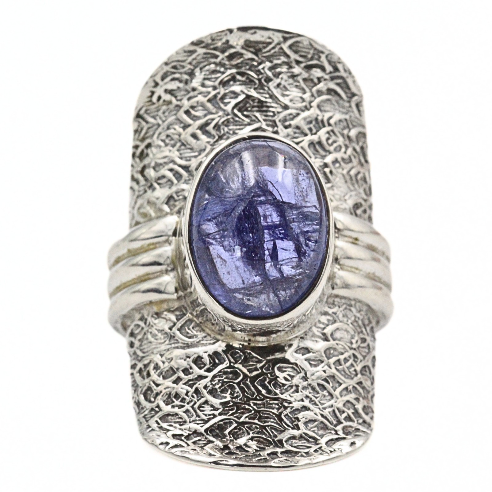 Statement Signed Sterling Silver Lavander Tourmaline Cocktail Ring Sz 7.