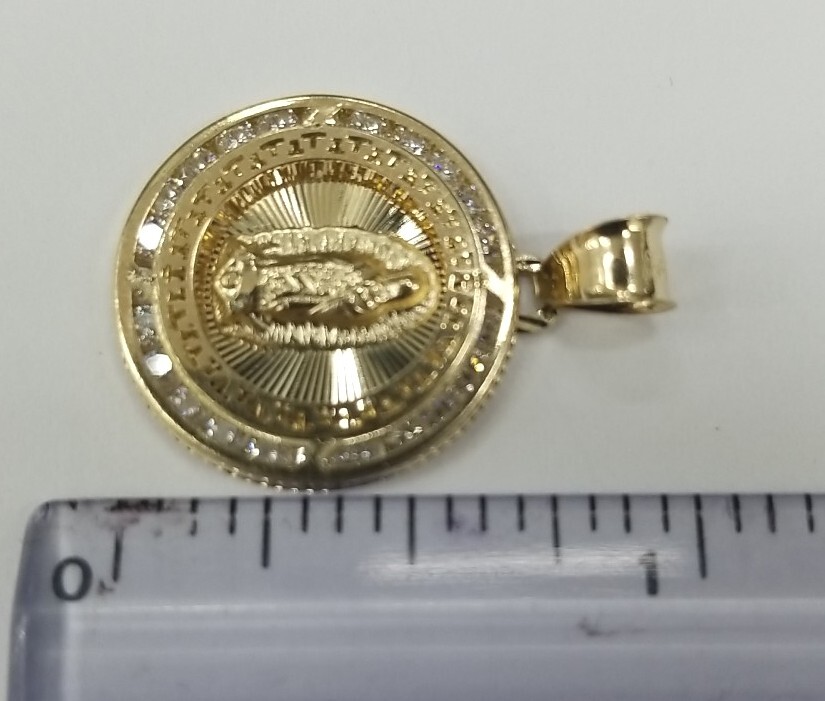 10KT Virgin Mary pendant Real Yellow Gold Diamond cut 2.5mm Bail, 1.45 GRM