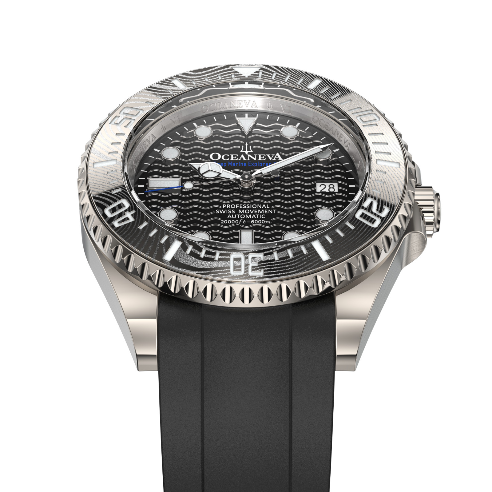 Oceaneva 6000m Grade 5 Titanium AUTOMATIC Watch SWISS MOVEMENT Black