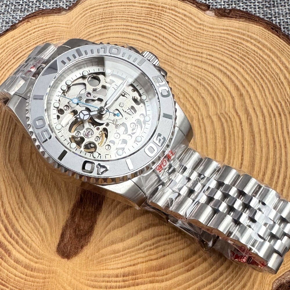 40mm Sterile Luminous Skeleton Dial NH70A Automatic Mens Watch Sapphire Glass